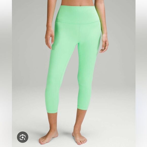 Lululemon Align High-Rise Crop 23" in Pistachio Lime Green Double Lined - Size 4 - Picture 2 of 10